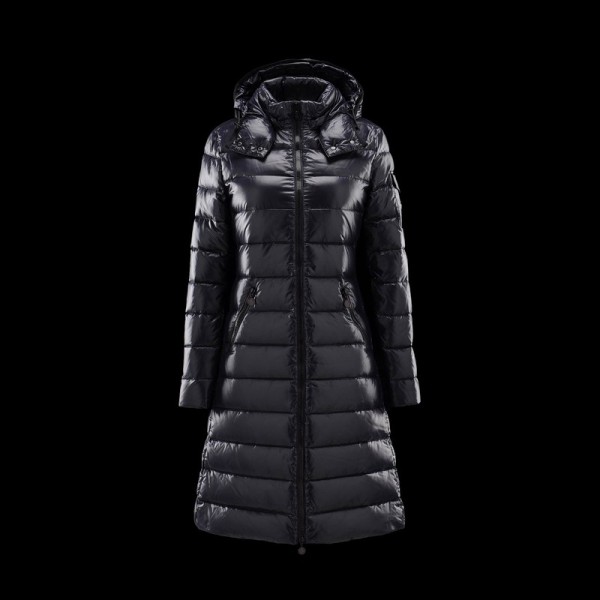 Moncler lunga Blu Slash And Snap tasca manica Cappotti uscita